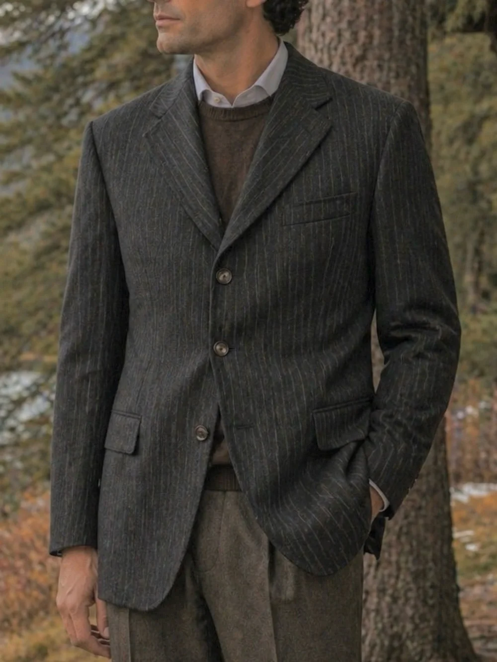 E. Zegna Neiman 15 Mil 15 Pinstripe Blazer IT 52L,US 46L Italy Ermenegildo